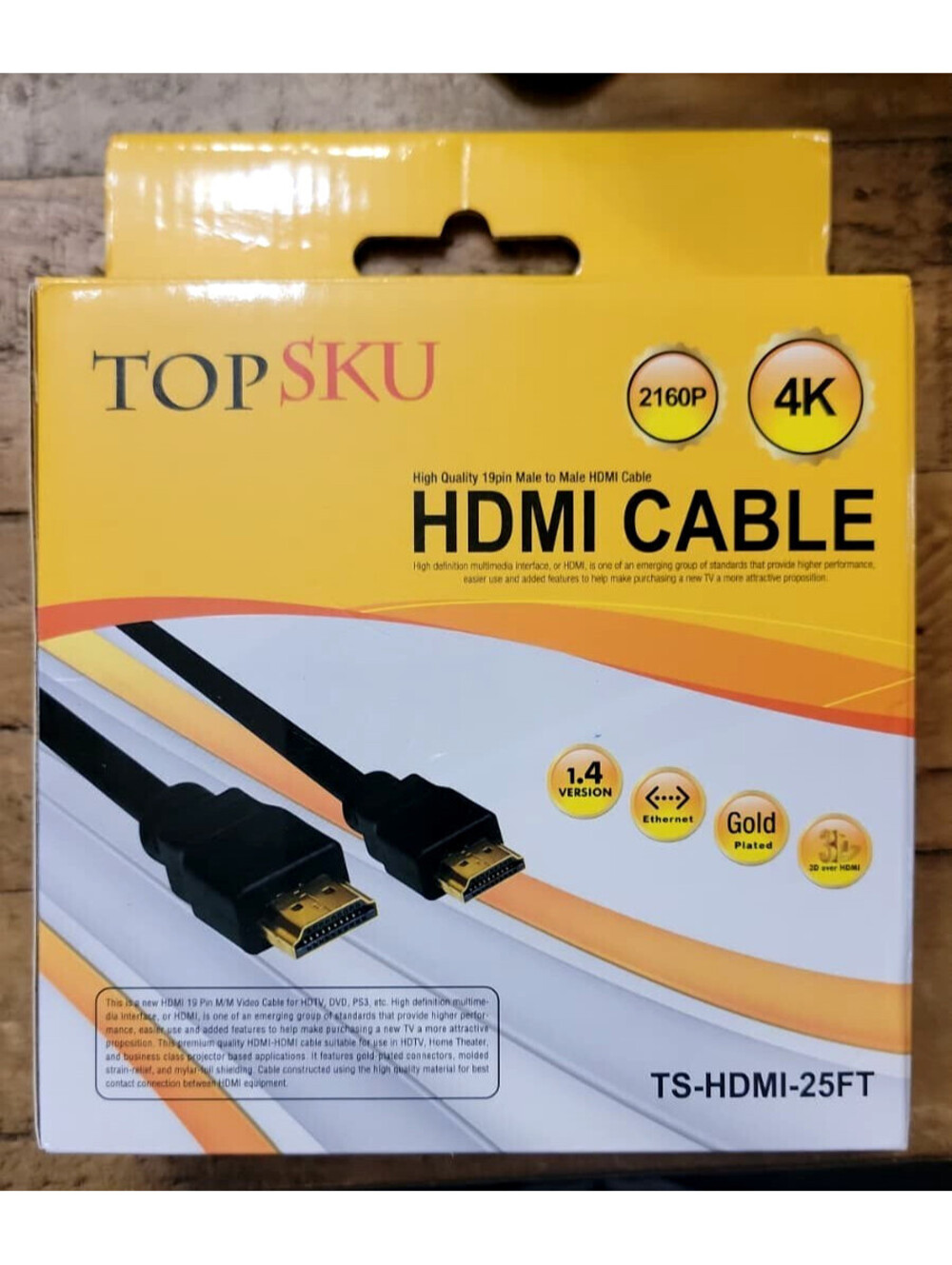 25FT HDMI Cable 4K 2160P High Speed w/ Ethernet Gold Plated TOPSKU Brand New